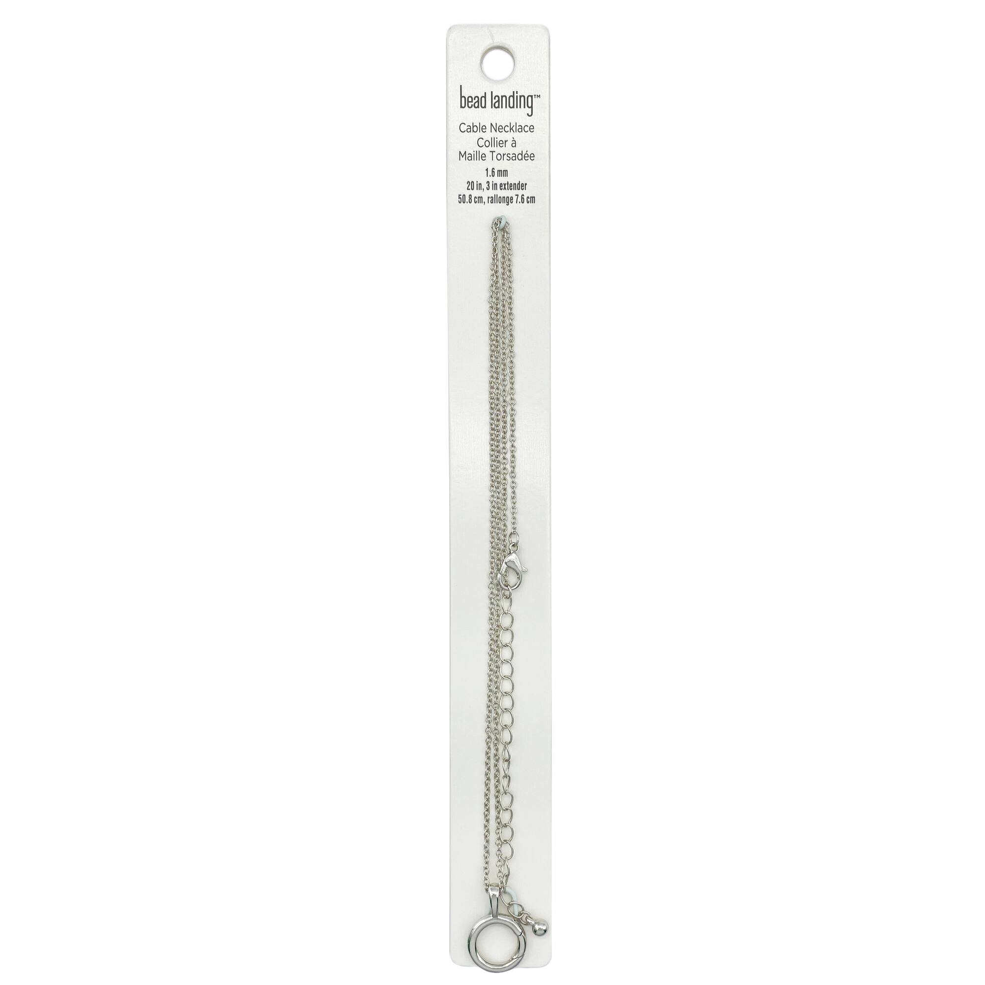 Rhodium Cable Necklace with Circle Charm Holder by Bead Landing™
